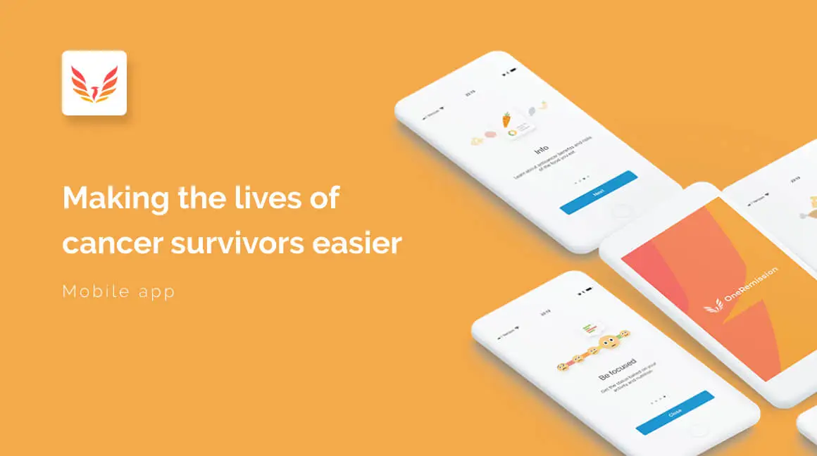 Imagen de presentación de One Remission. El lema de la aplicación dice "Haciendo más fácil la vida de los sobrevivientes de cáncer".