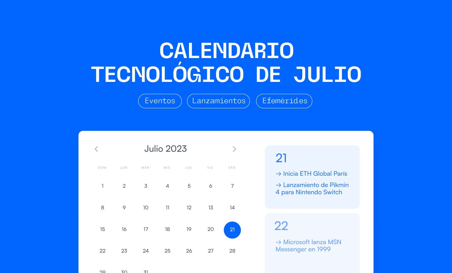 Julio 2023: Efemérides y eventos de tecnología post image