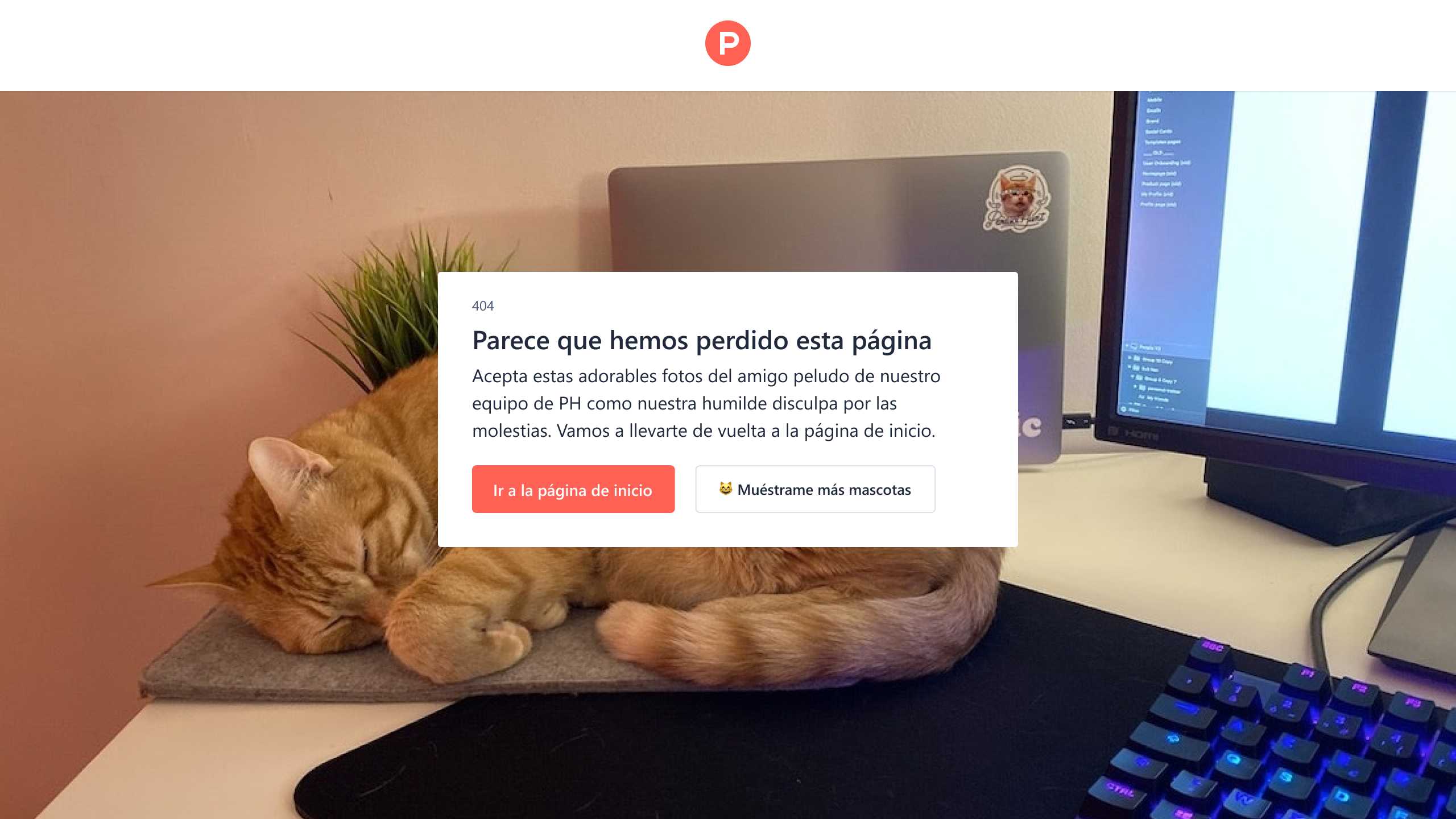 Página de error de Product Hunt.