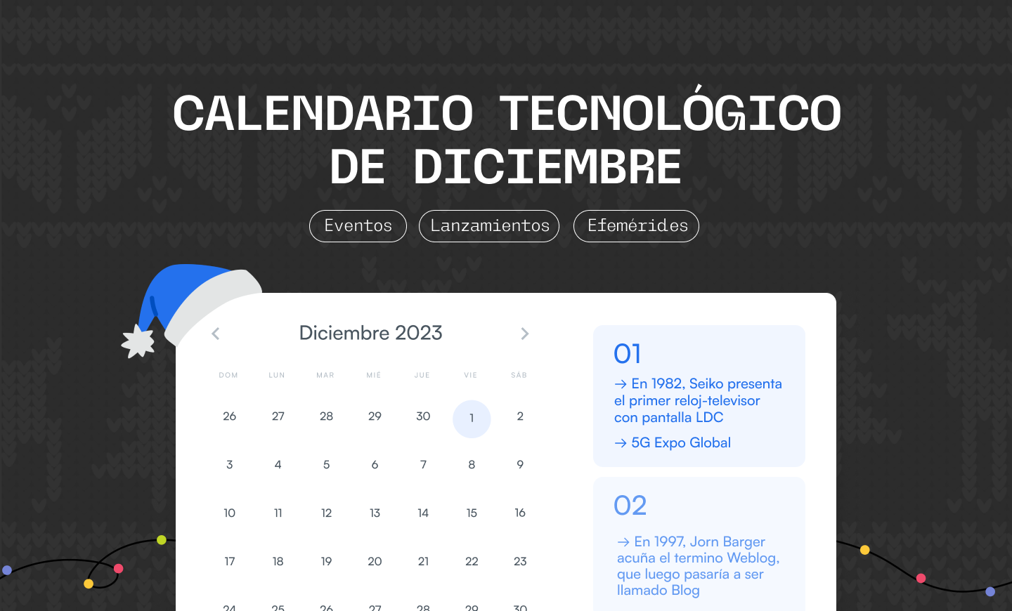 Diciembre 2023: Efemérides y eventos de tecnología