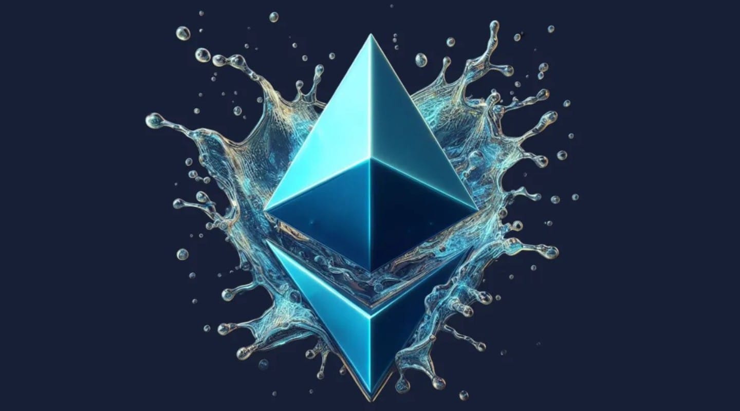 Logo de Ethereum sobre un efecto acuático.