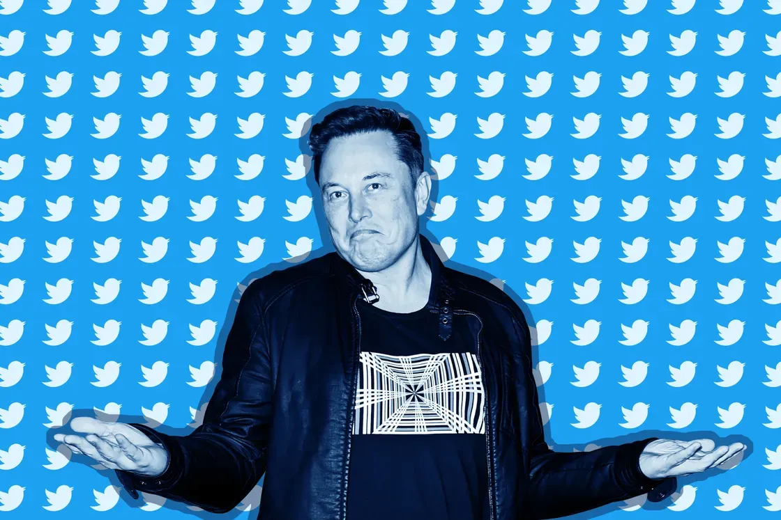 Elo Musk con el logo de Twitt
