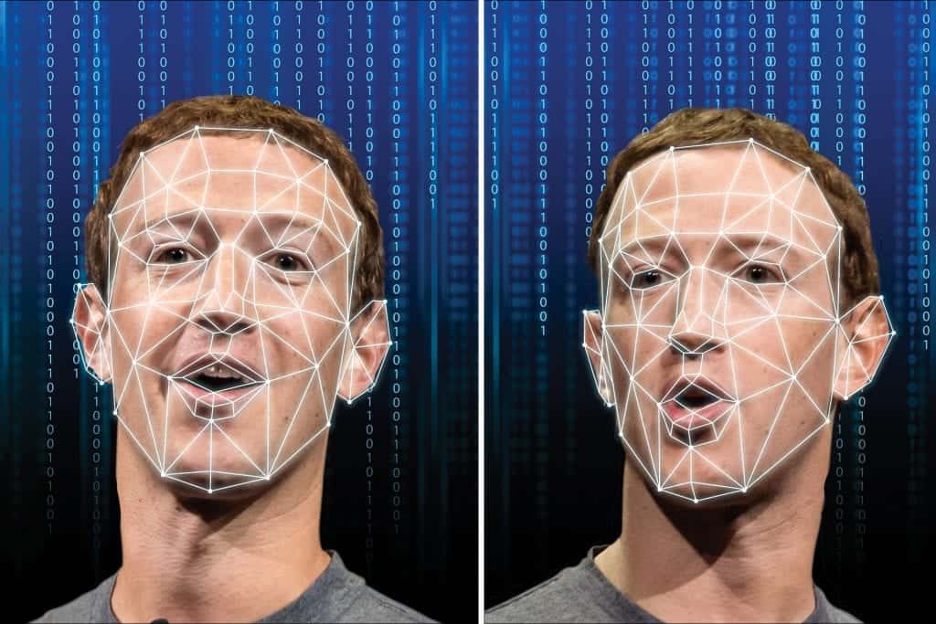 Imágenes de Mark Zuckerberg pasando por reconocimiento facial.