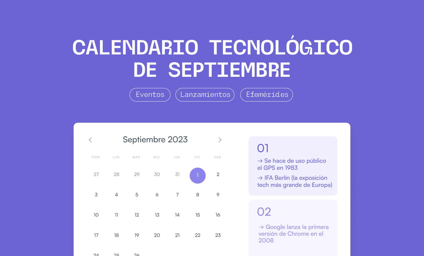 Septiembre 2023: Efemérides y eventos de tecnología