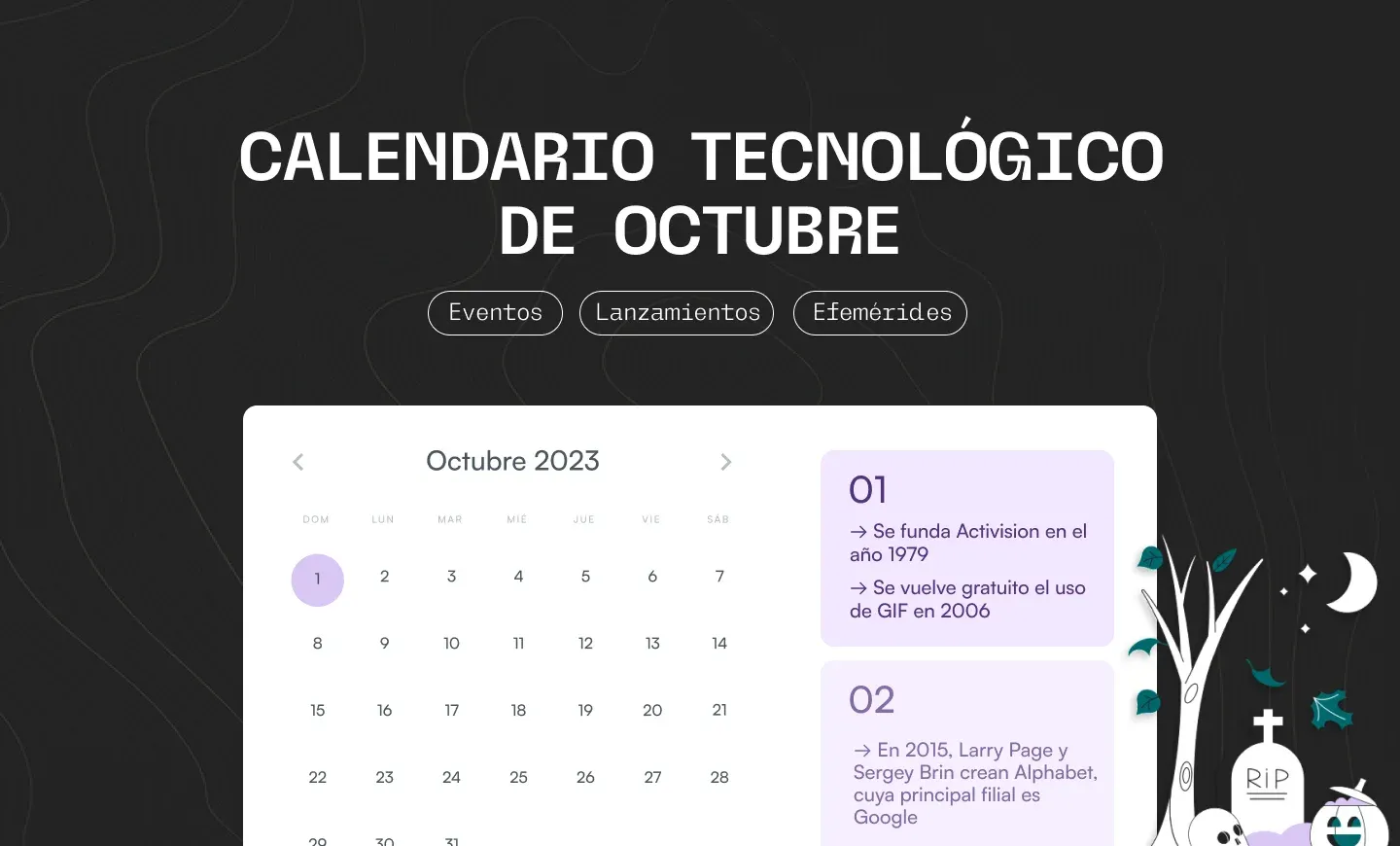 Octubre 2023: Efemérides y eventos de tecnología