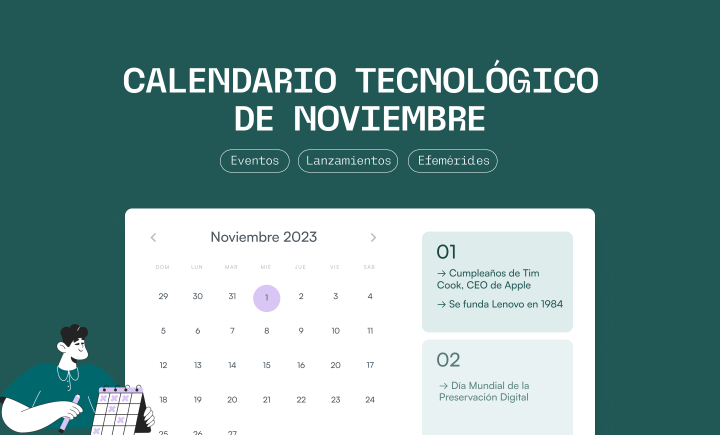 Noviembre 2023: Efemérides y eventos de tecnología